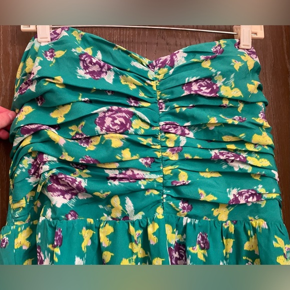 GAP Women Strapless Green Floral Dress Sz-18 - Picture 2 of 9